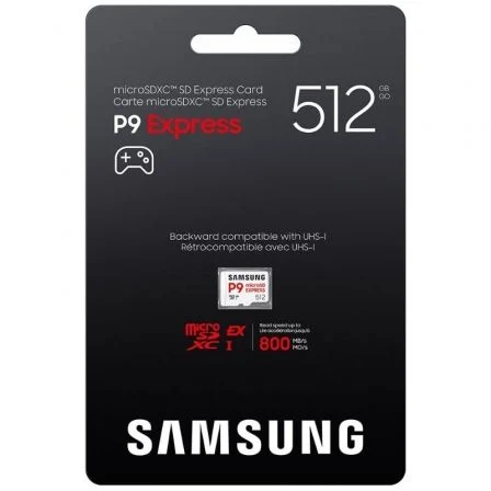 Samsung P9 Express Tarjeta microSDXC 512GB SD Express, Lectura 800 MB/s, U3, V30, A1, Compatible Consolas - MB-MK512T/WW Samsung P9 Express Tarjeta microSDXC 512GB SD Express, Lectura 800 MB/s, U3, V30, A1, Compatible Consolas - MB-MK512T/WW